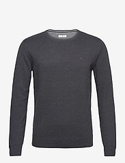 basic crew neck sweater - BLACK GREY MELANGE