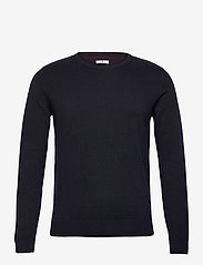 Tom Tailor - basic crew neck sweater - alhaisimmat hinnat - knitted navy melange - 0