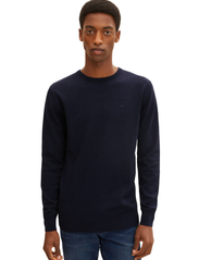 Tom Tailor - basic crew neck sweater - alhaisimmat hinnat - knitted navy melange - 4