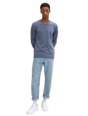 Tom Tailor - basic v neck sweater - zemākās cenas - vintage indigo blue melange - 3