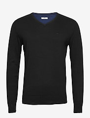basic v neck sweater - BLACK
