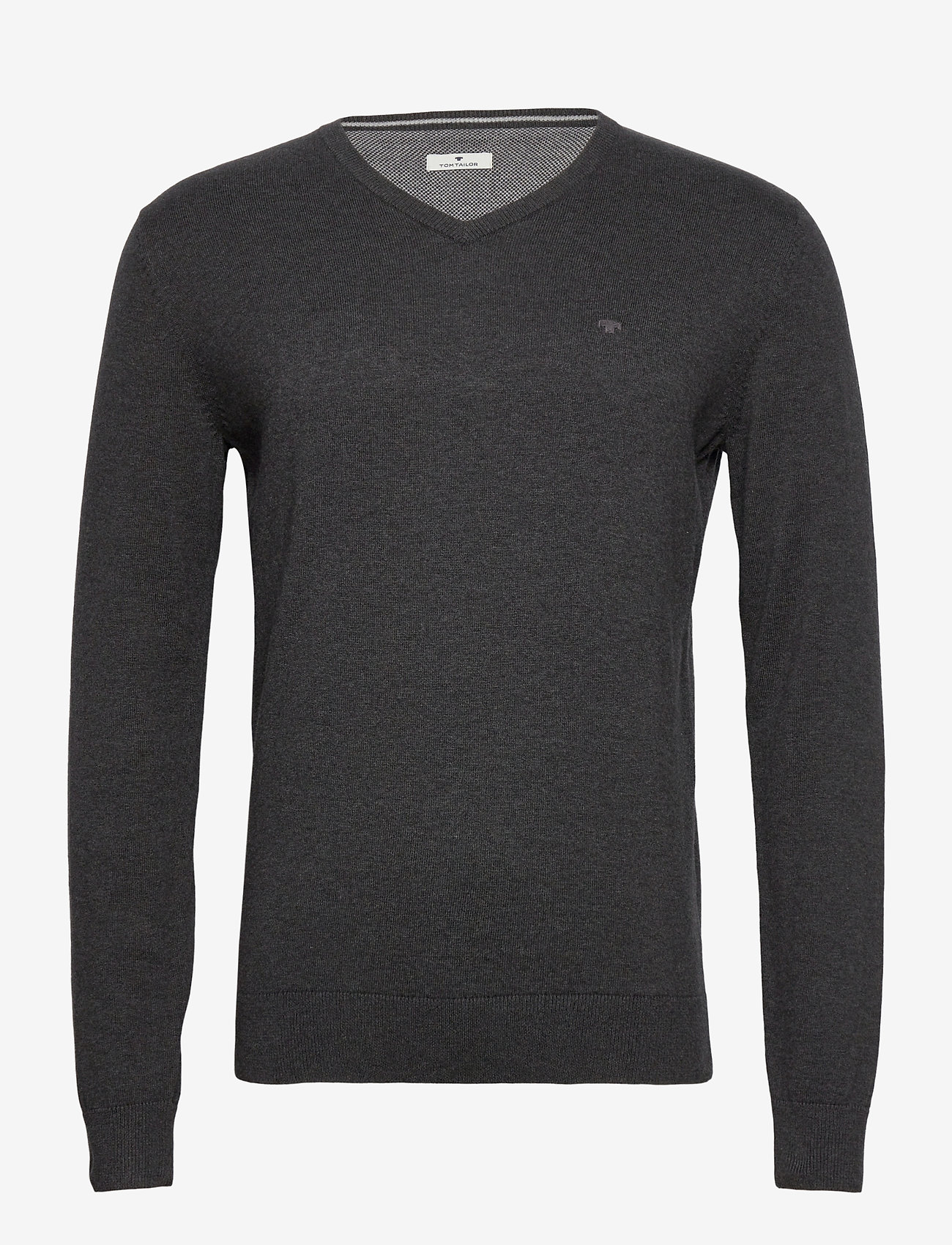 Tom Tailor - basic v neck sweater - de laveste prisene - black grey melange - 0
