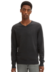 Tom Tailor - basic v neck sweater - lägsta priserna - black grey melange - 7
