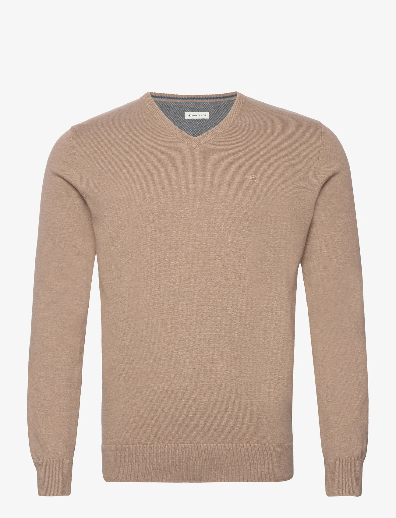 Tom Tailor - basic v neck sweater - alhaisimmat hinnat - hazel brown melange - 0