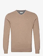basic v neck sweater - HAZEL BROWN MELANGE