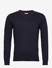 Tom Tailor - basic v neck sweater - lägsta priserna - knitted navy melange - 0