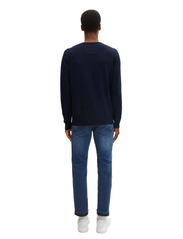 Tom Tailor - basic v neck sweater - mažiausios kainos - knitted navy melange - 4