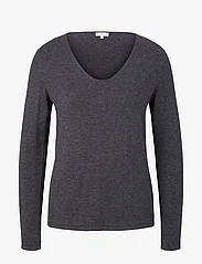 Tom Tailor - sweater basic v-neck - laveste priser - evident anthracite melange - 0