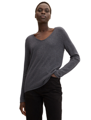 Tom Tailor - sweater basic v-neck - laveste priser - evident anthracite melange - 6
