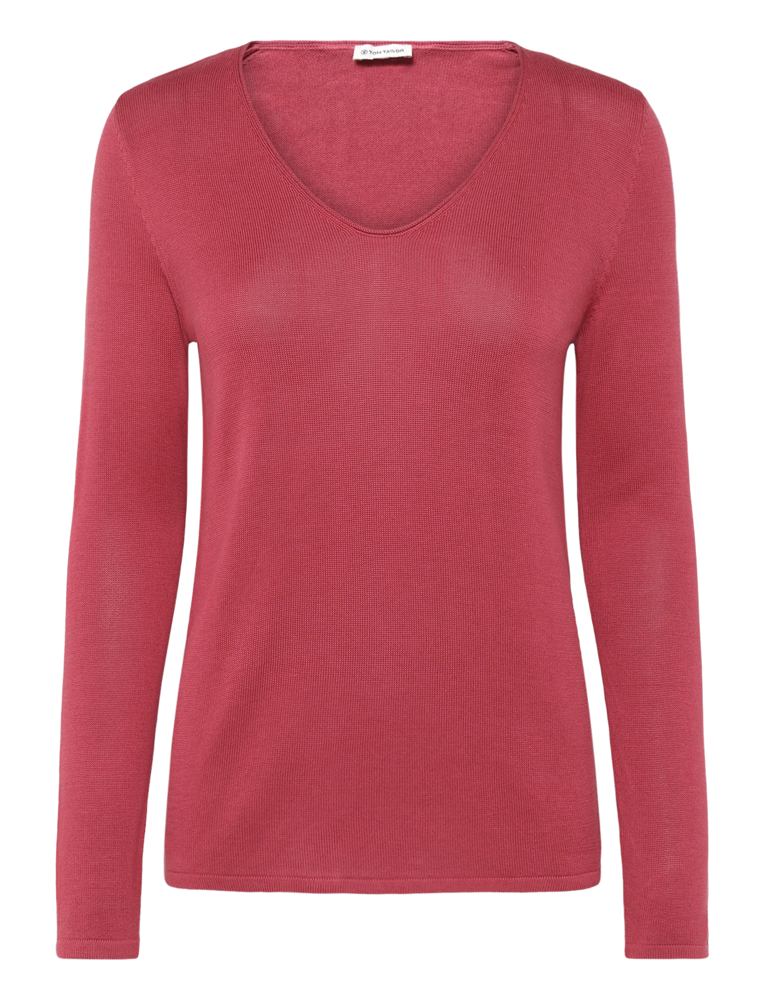 TOM TAILOR Pullover Basic V-Ausschnitt Rot - S - Damen