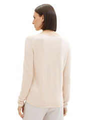 Tom Tailor - sweater basic v-neck - laveste priser - desert sand melange - 3