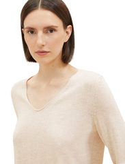 Tom Tailor - sweater basic v-neck - laveste priser - desert sand melange - 6