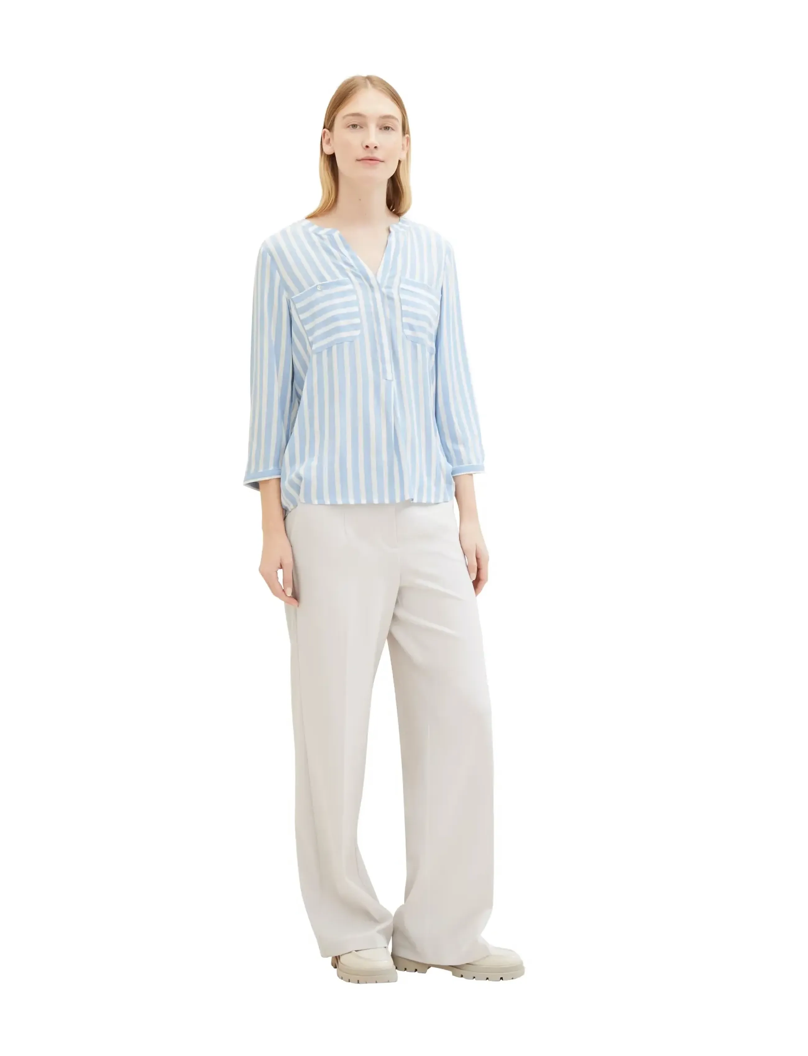 Tom Tailor - blouse striped - långärmade blusar - offwhite blue vertical stripe - 4