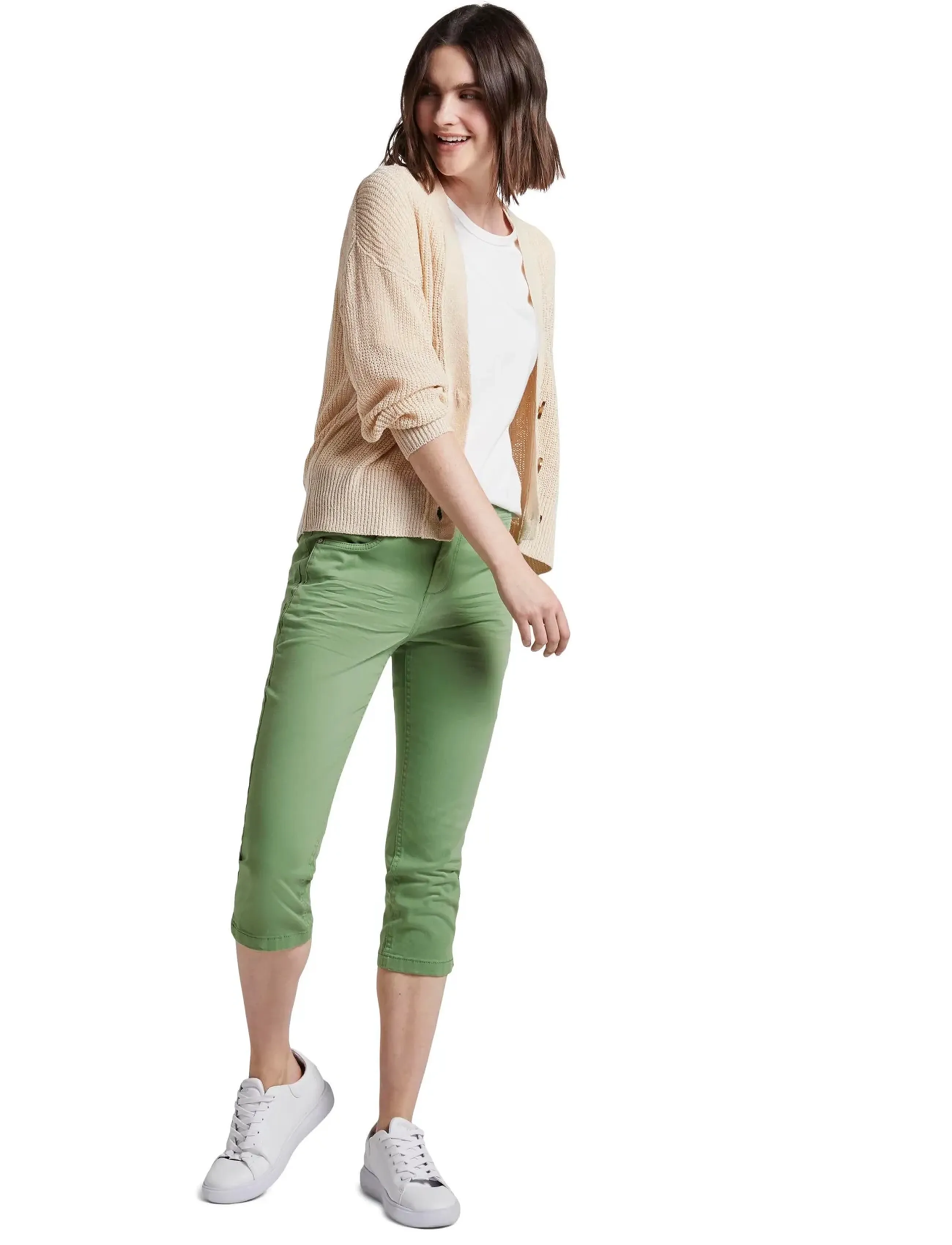 Tom Tailor slim capri denim Kate - Capri bukser - SUNDRIED TURF GREEN / green