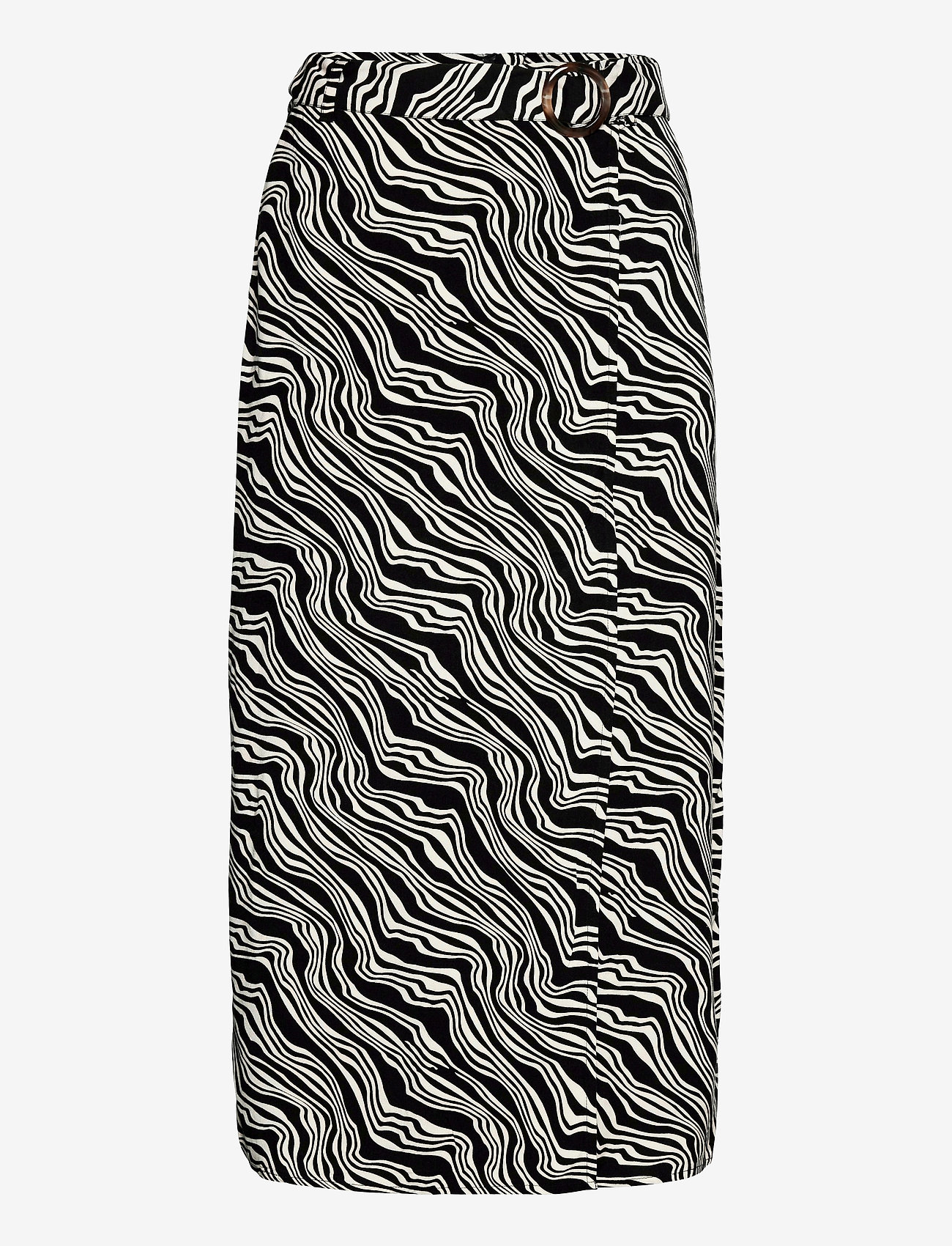 Tom Tailor - skirt with with wrap detail - maxi röcke - black wavy design - 0