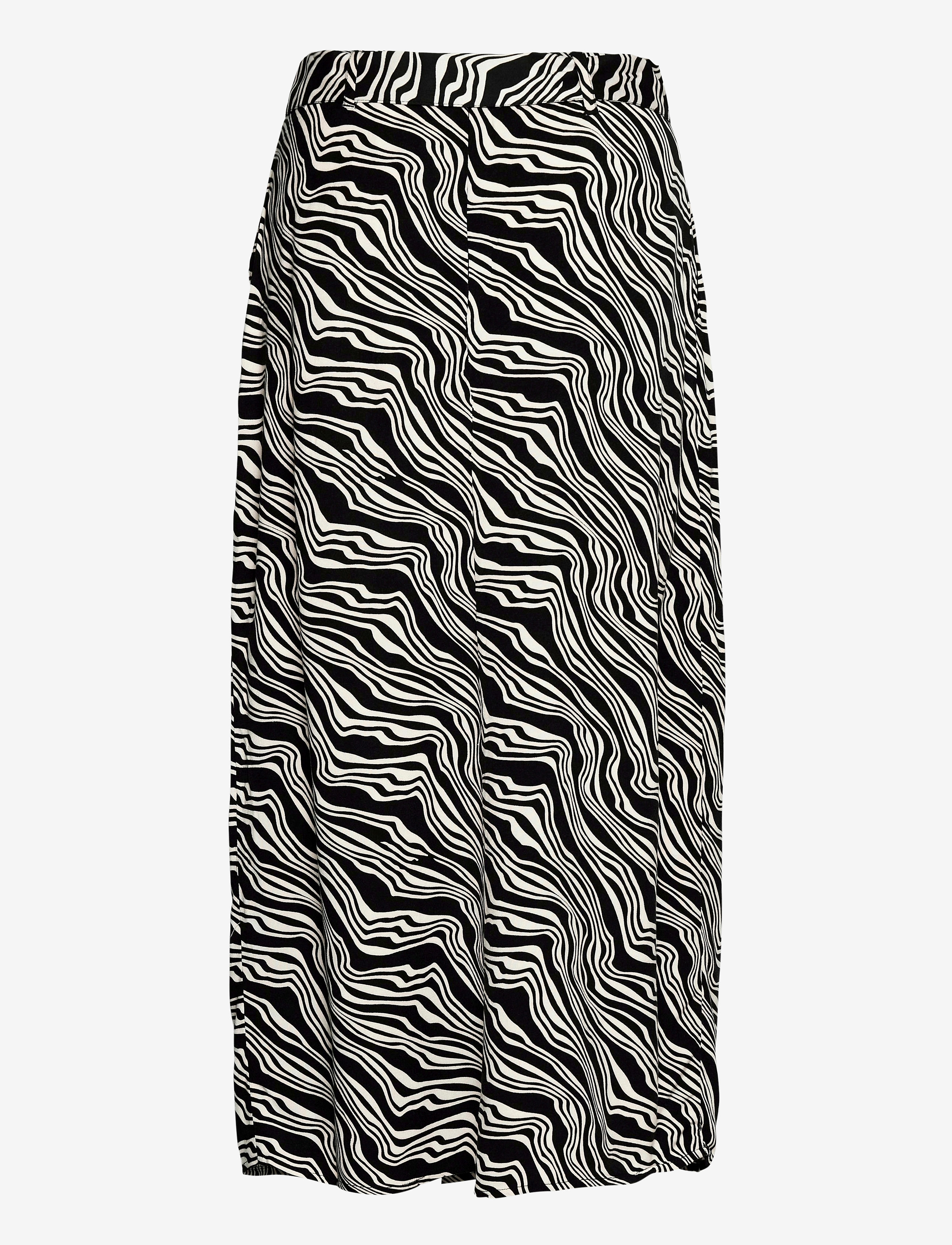 Tom Tailor - skirt with with wrap detail - spódnice długie - black wavy design - 2