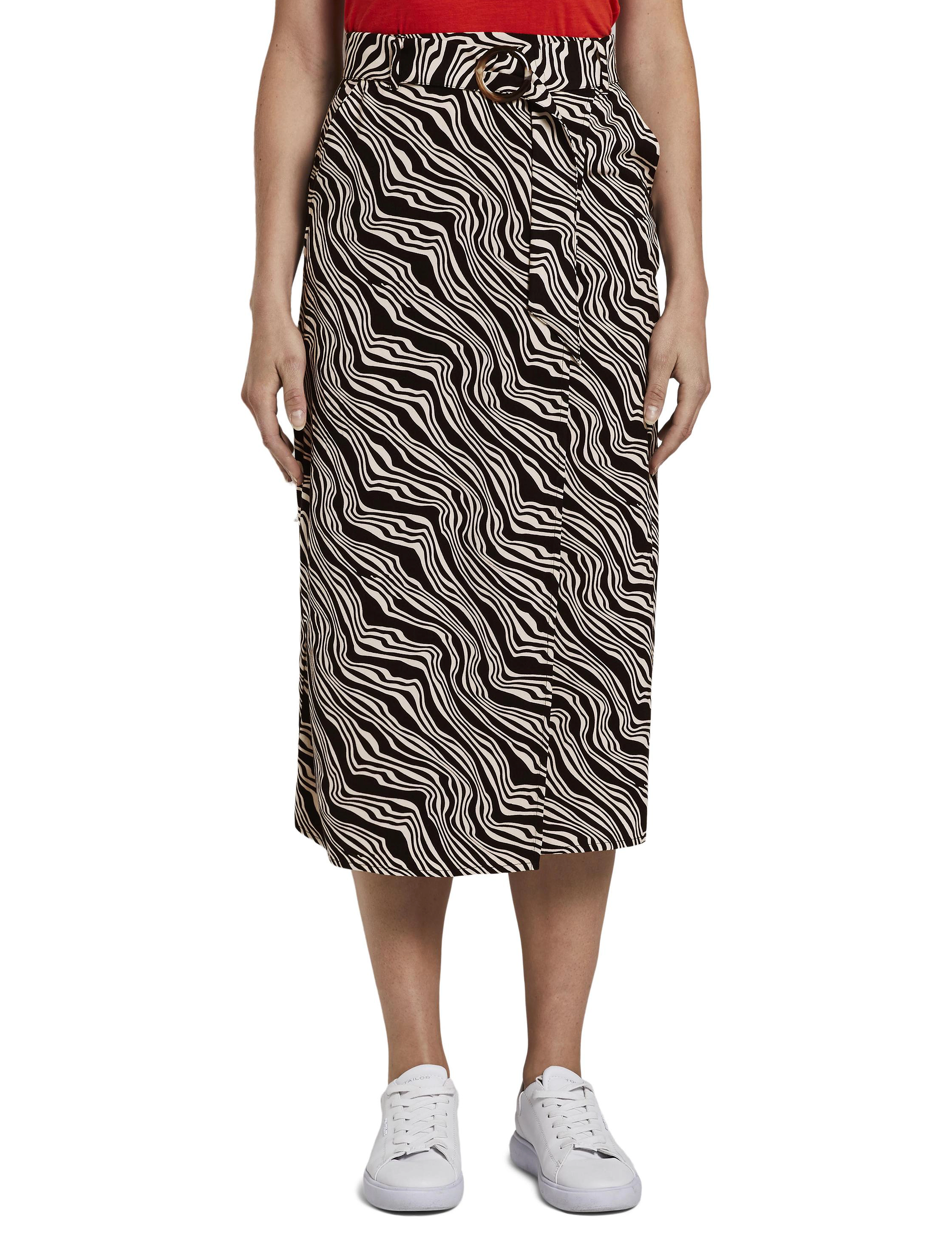 Tom Tailor - skirt with with wrap detail - spódnice długie - black wavy design - 3