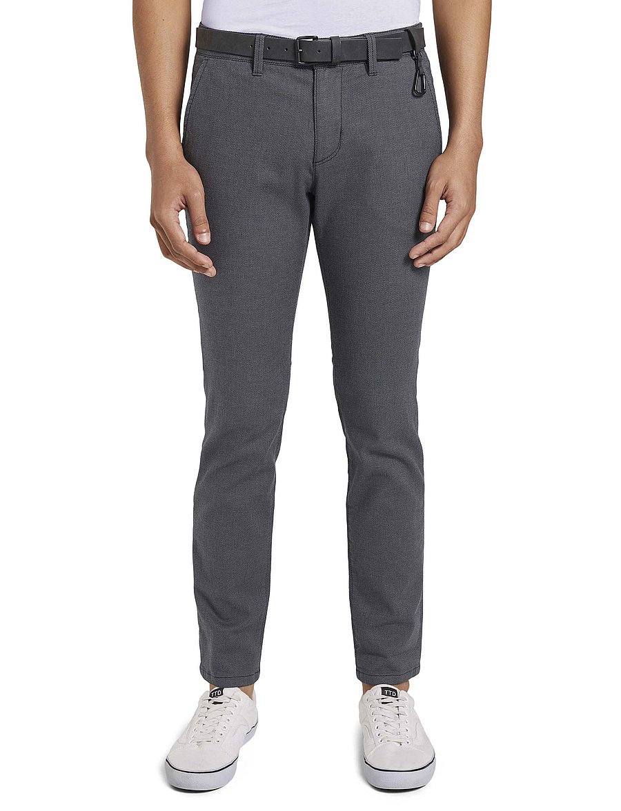 Tom Tailor - structured straight chino - chinos - anthra dobby yarn dye - 0