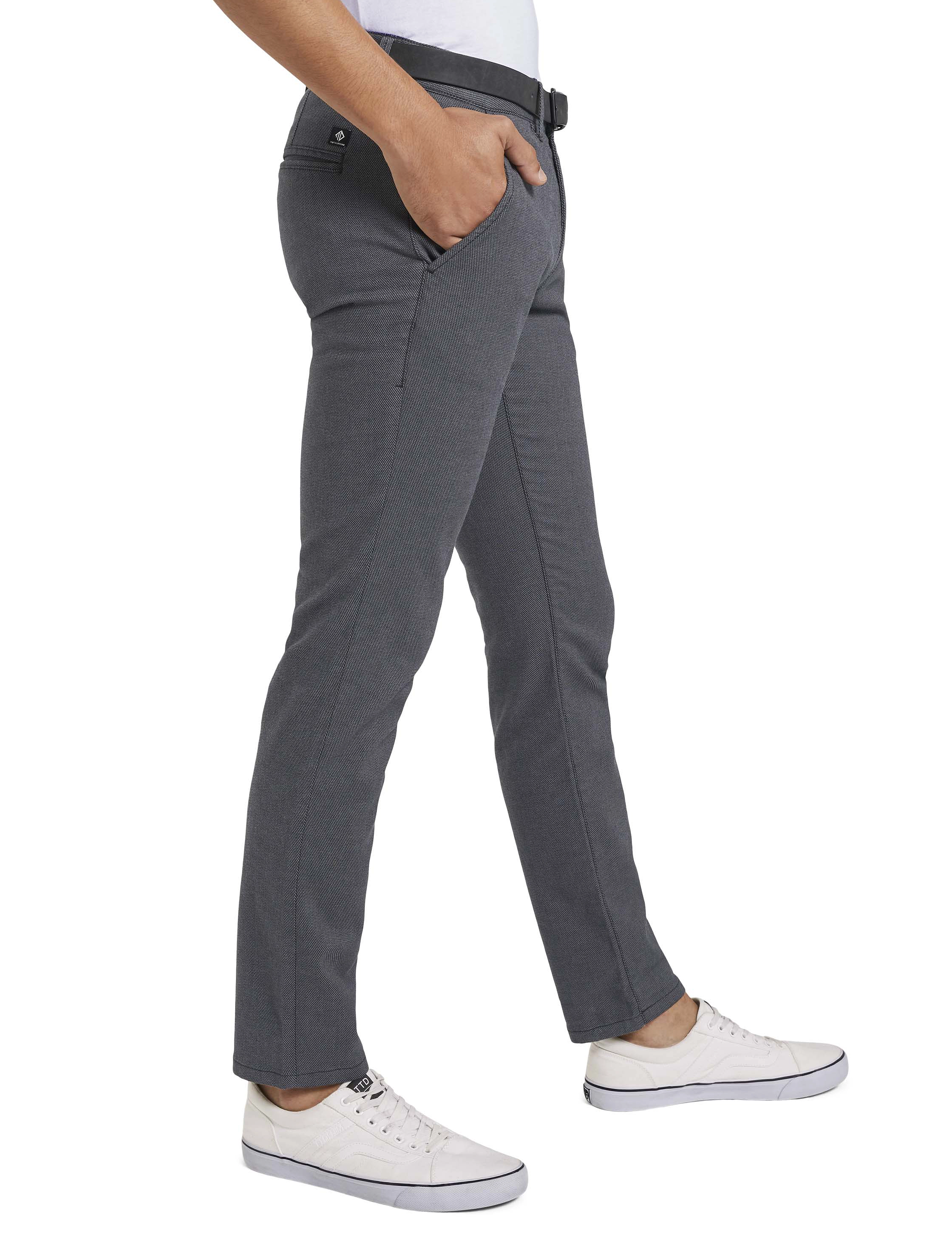 Tom Tailor - structured straight chino - män - anthra dobby yarn dye - 4