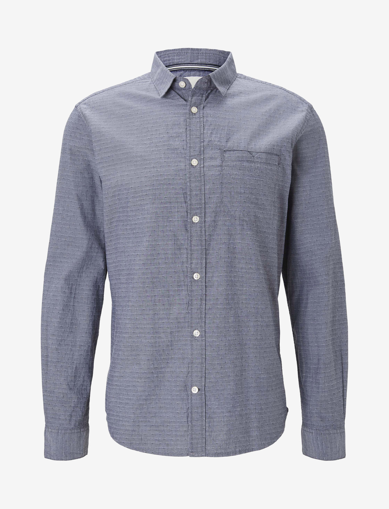 Tom Tailor - shirt with dobby structure - navy chambray with white dobby - 0