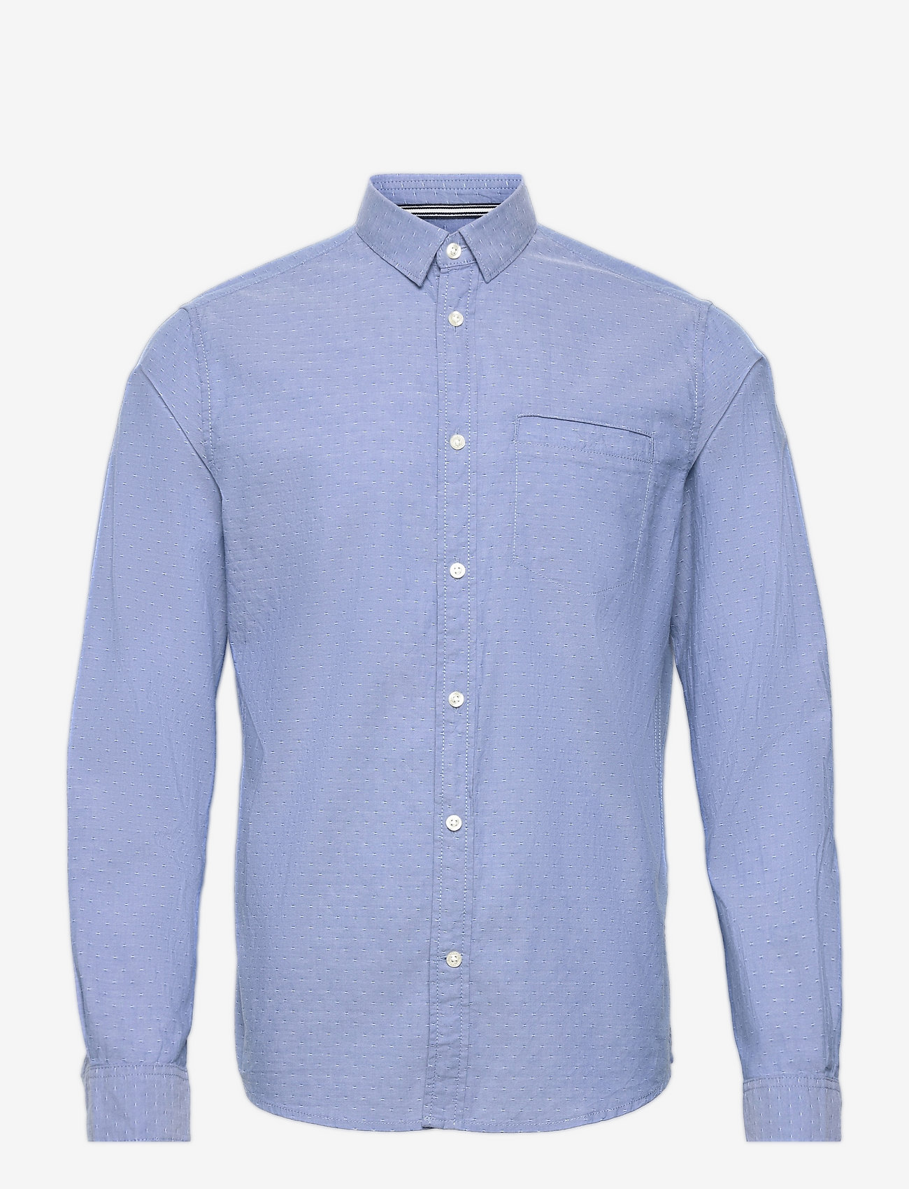 Tom Tailor - shirt with dobby structure - blue chambray with white dobby - 0