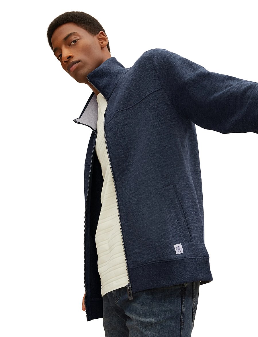Tom Tailor - sweat jacket with cutline - sweatshirts - sky captain blue white melange - 0
