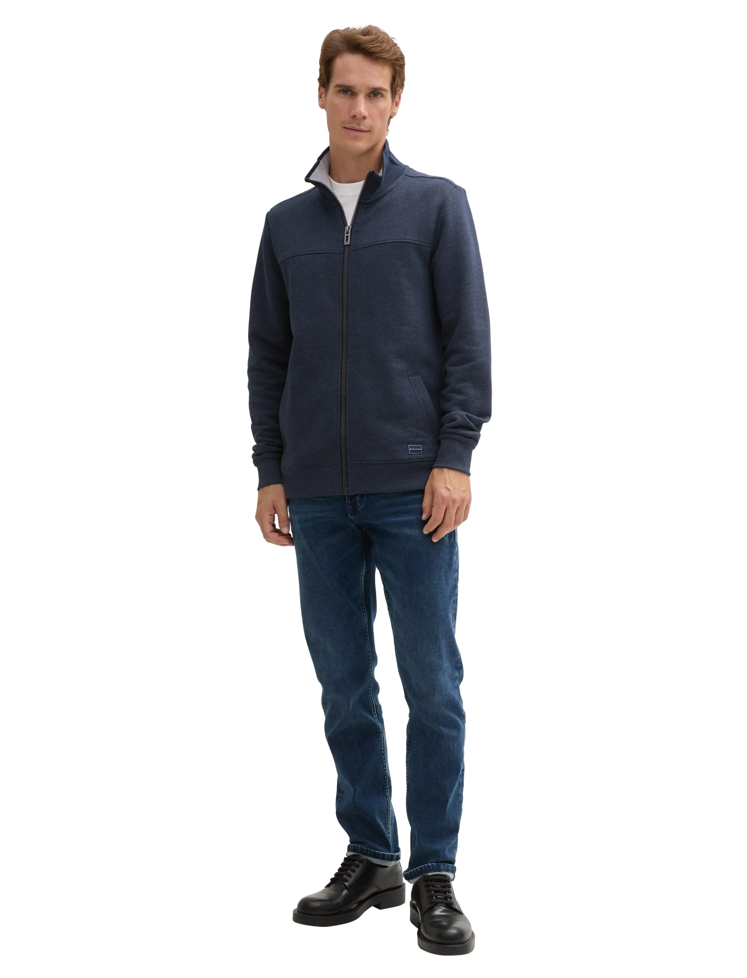 Tom Tailor - sweat jacket with cutline - sweatshirts - sky captain blue white melange - 4