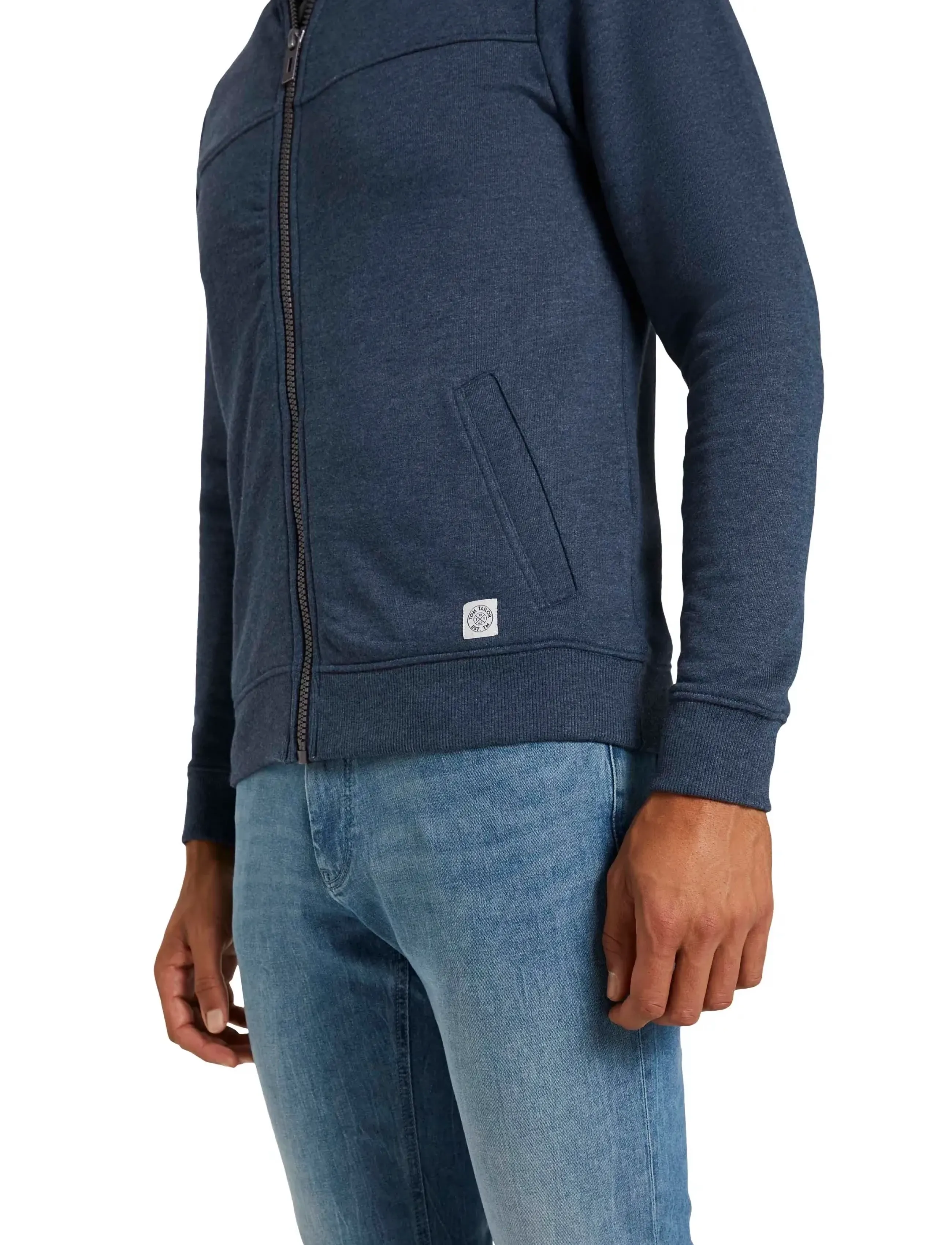 Tom Tailor - sweat jacket with cutline - sweatshirts - sky captain blue white melange - 5