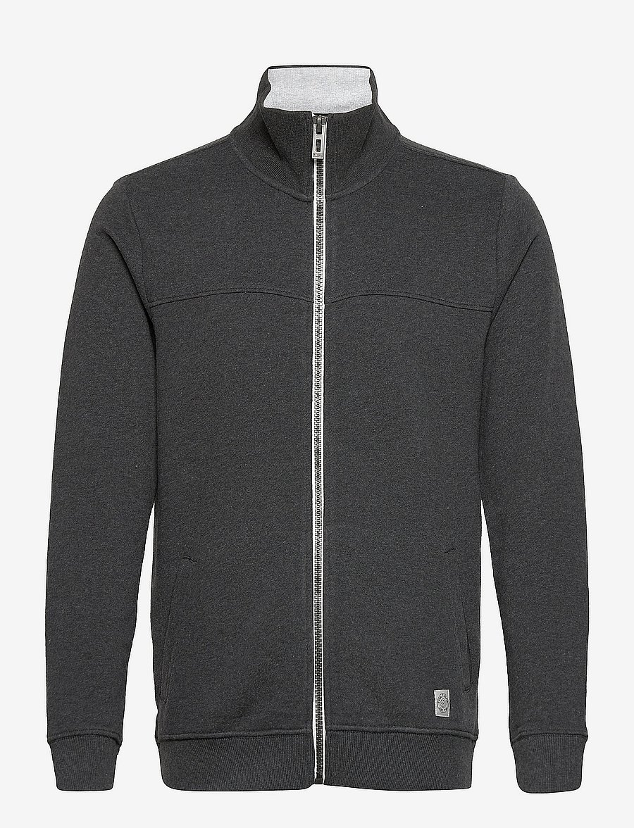 Tom Tailor - sweat jacket with cutline - kollektionen - dark grey melange - 1