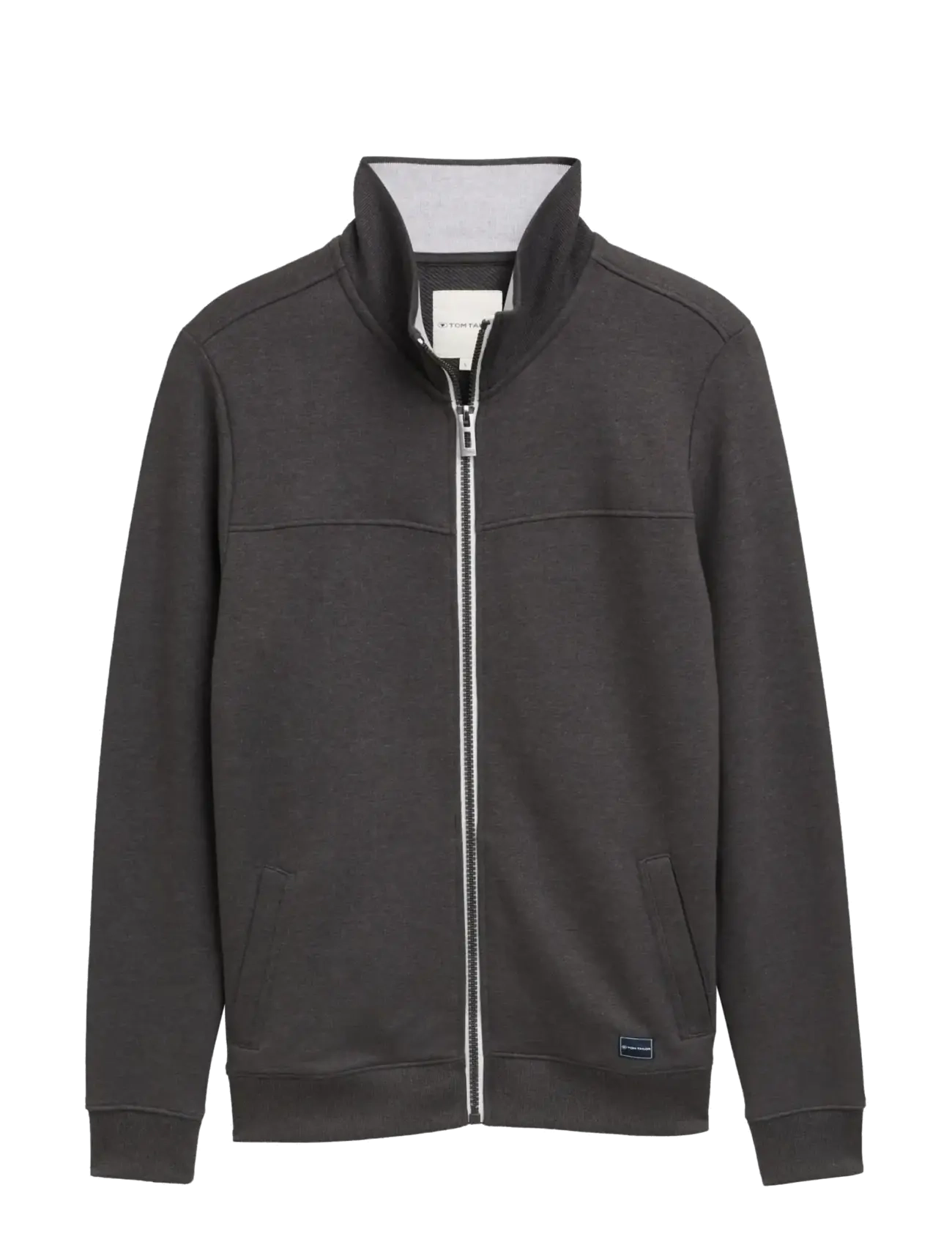 Tom Tailor - sweat jacket with cutline - sweatshirts - dark grey melange - 1