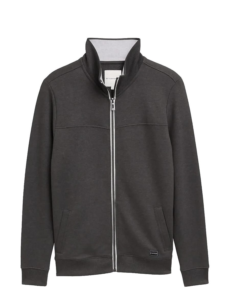 Tom Tailor - sweat jacket with cutline - sweatshirts - dark grey melange - 1