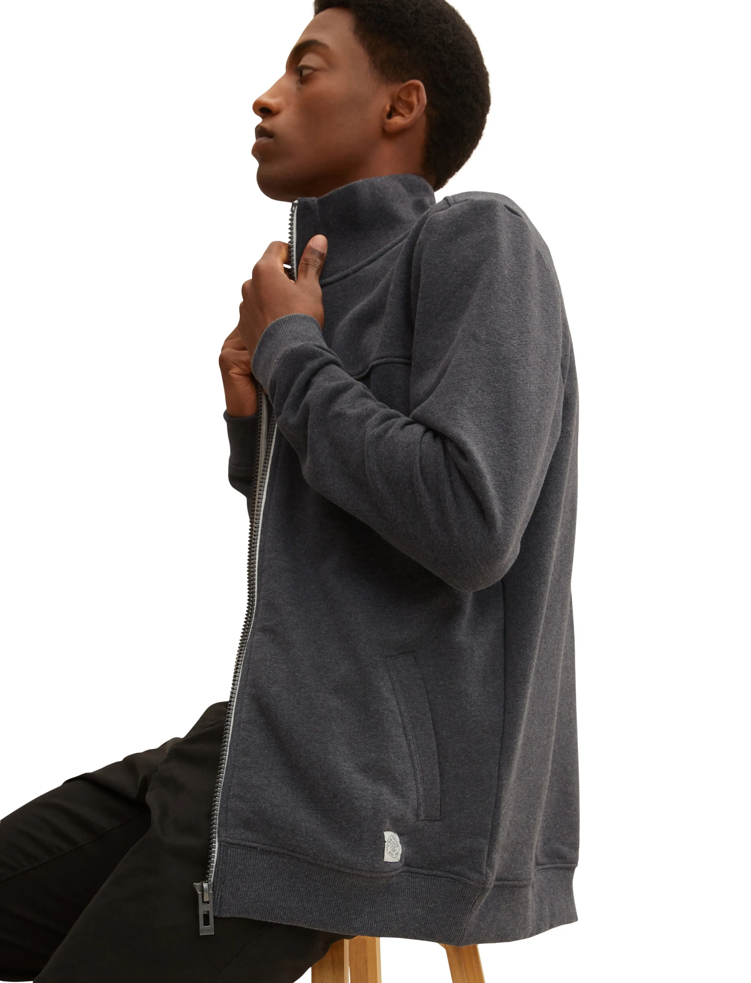 Tom Tailor sweat jacket with cutline - Kollektionen - DARK GREY MELANGE / grey