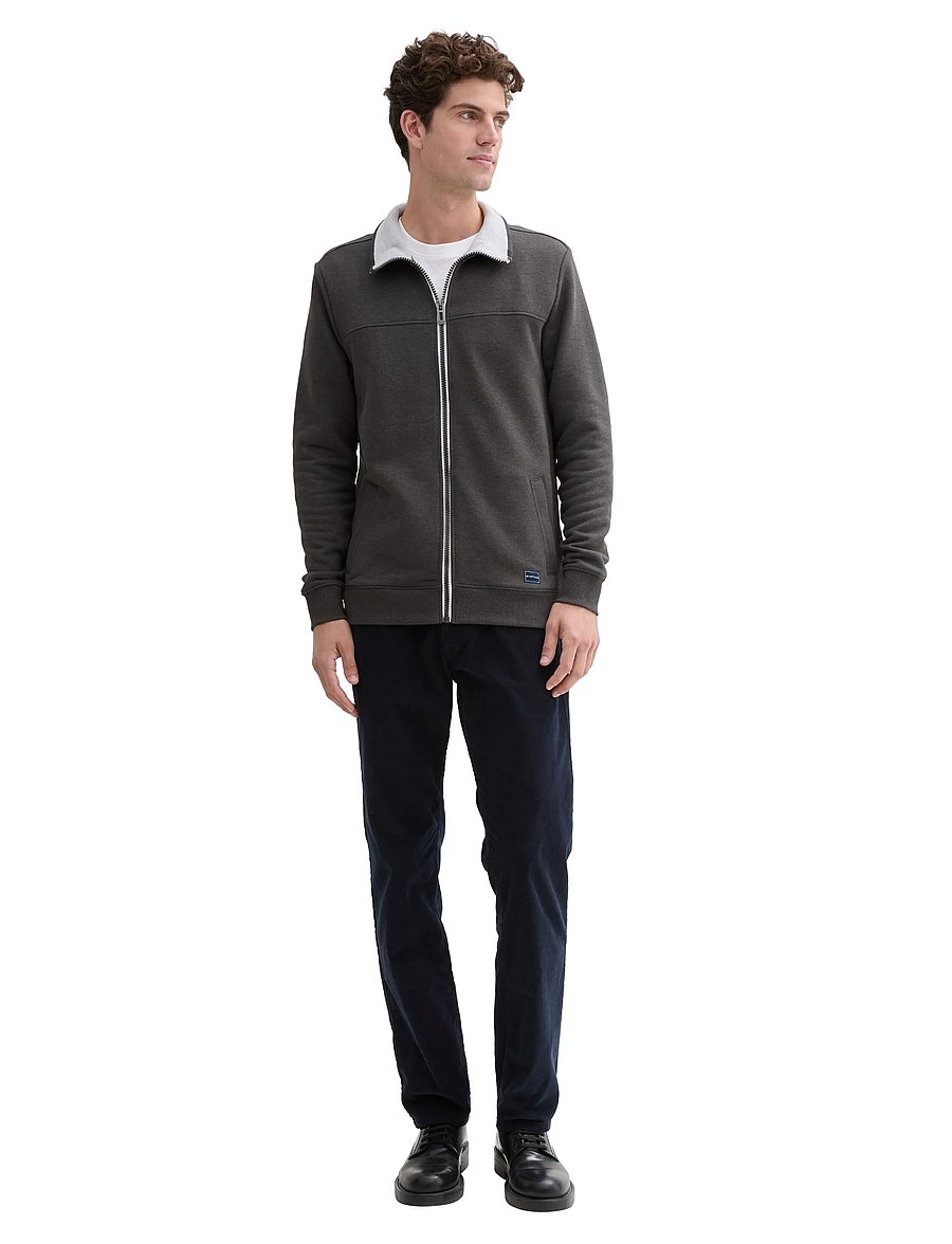 Tom Tailor - sweat jacket with cutline - kollektionen - dark grey melange - 4