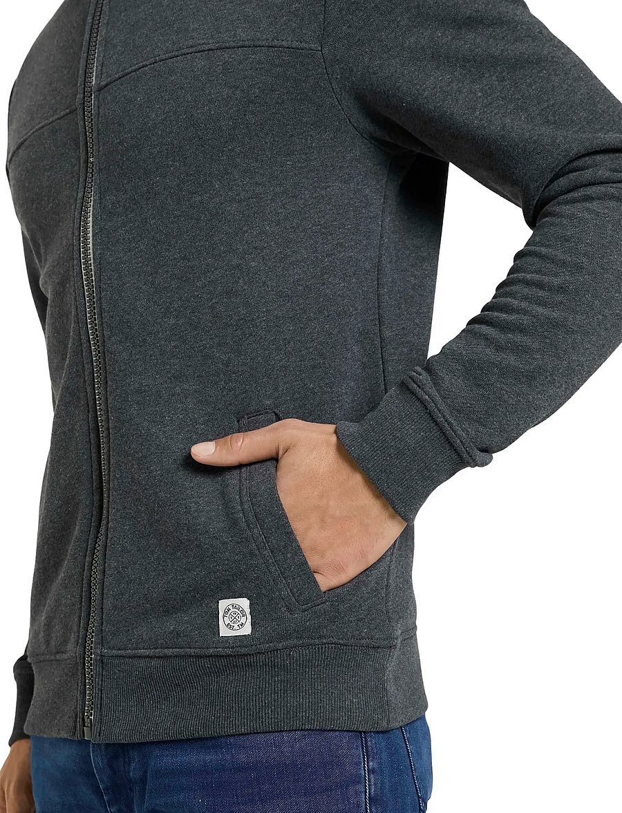 Tom Tailor - sweat jacket with cutline - kollektionen - dark grey melange - 5