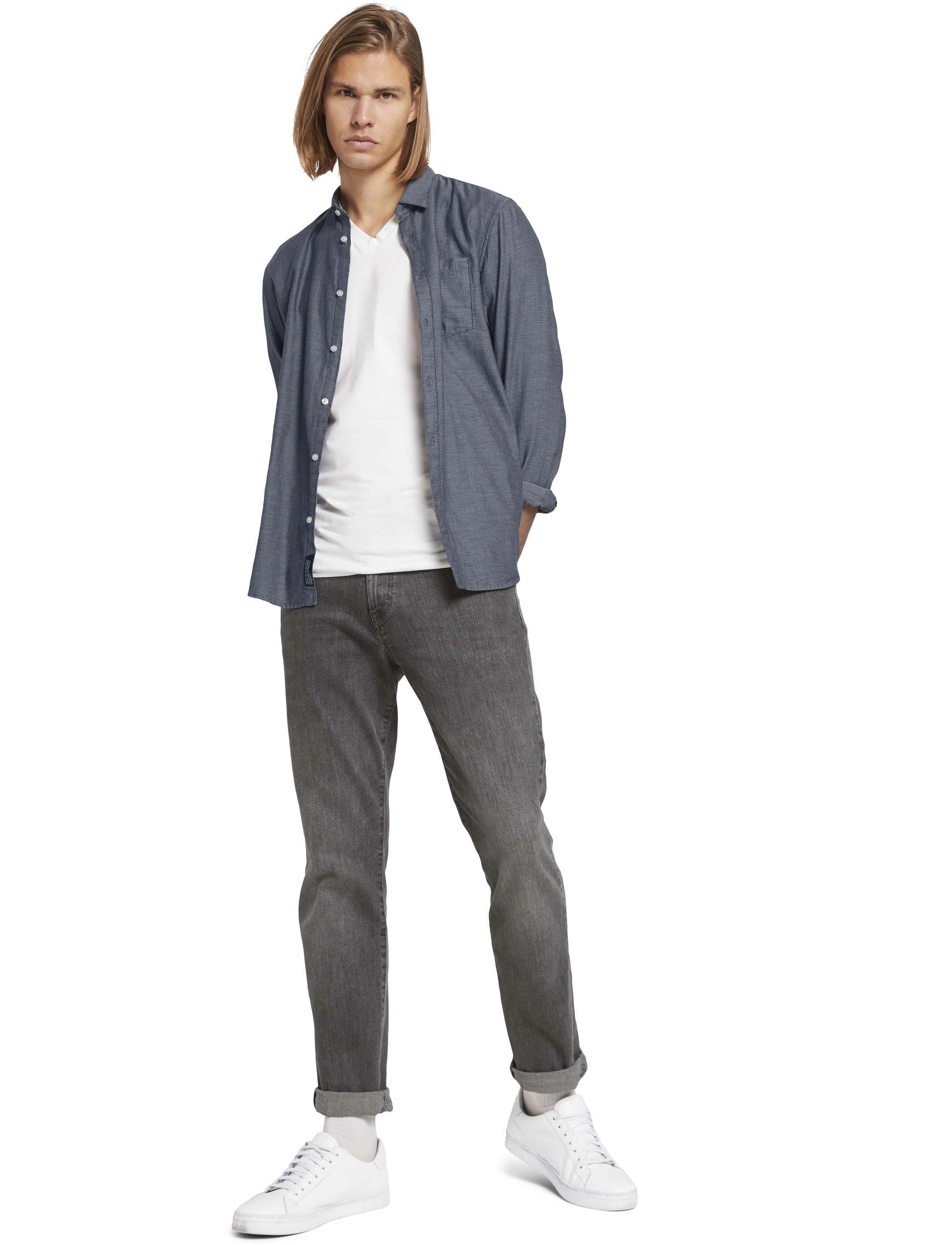 Tom Tailor - shirt with dobby structure - navy white dobby structure - 3