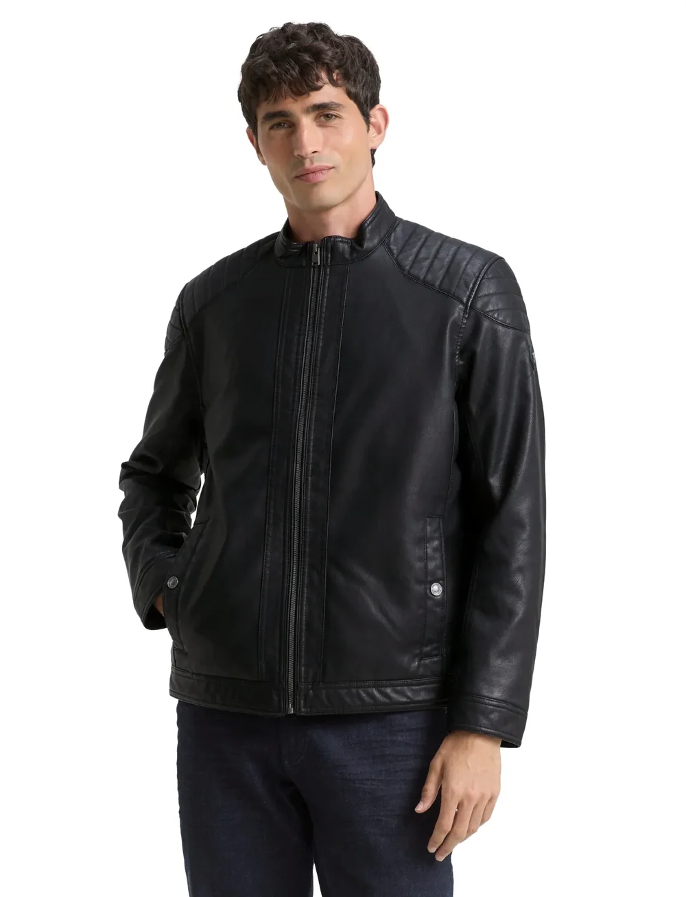 Tom Tailor - fake leather jacket - efterårsjakker - black - 4