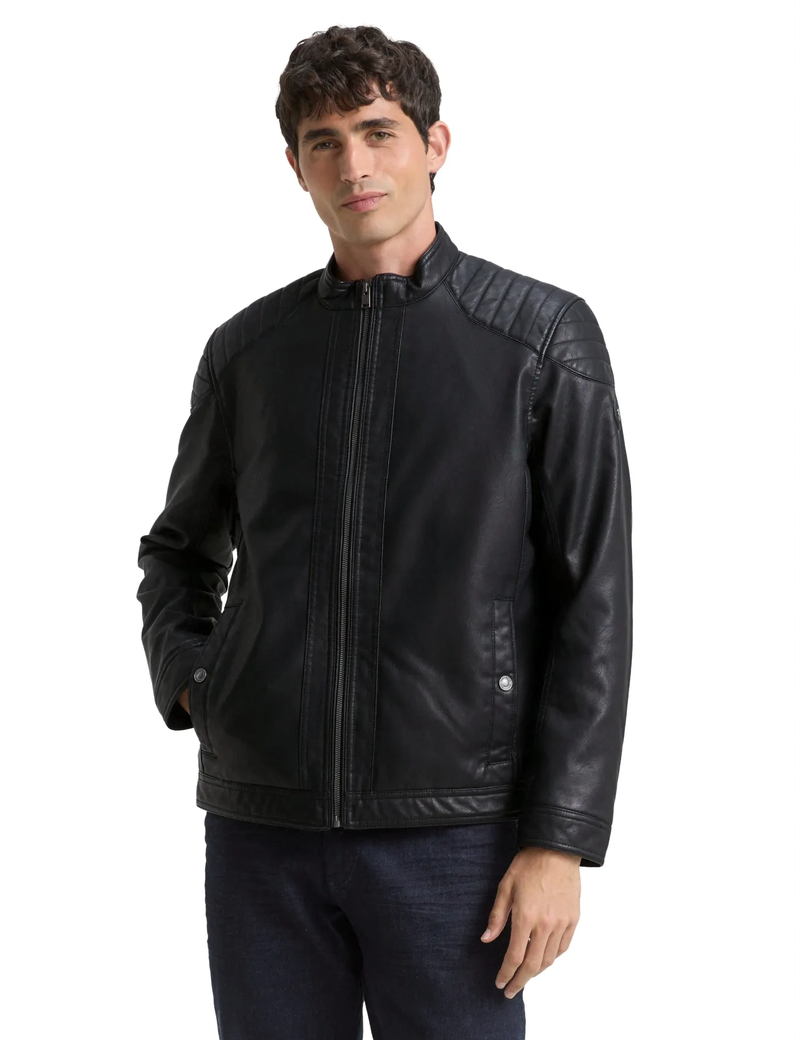 Tom Tailor - fake leather jacket - frühlingsjacken - black - 4