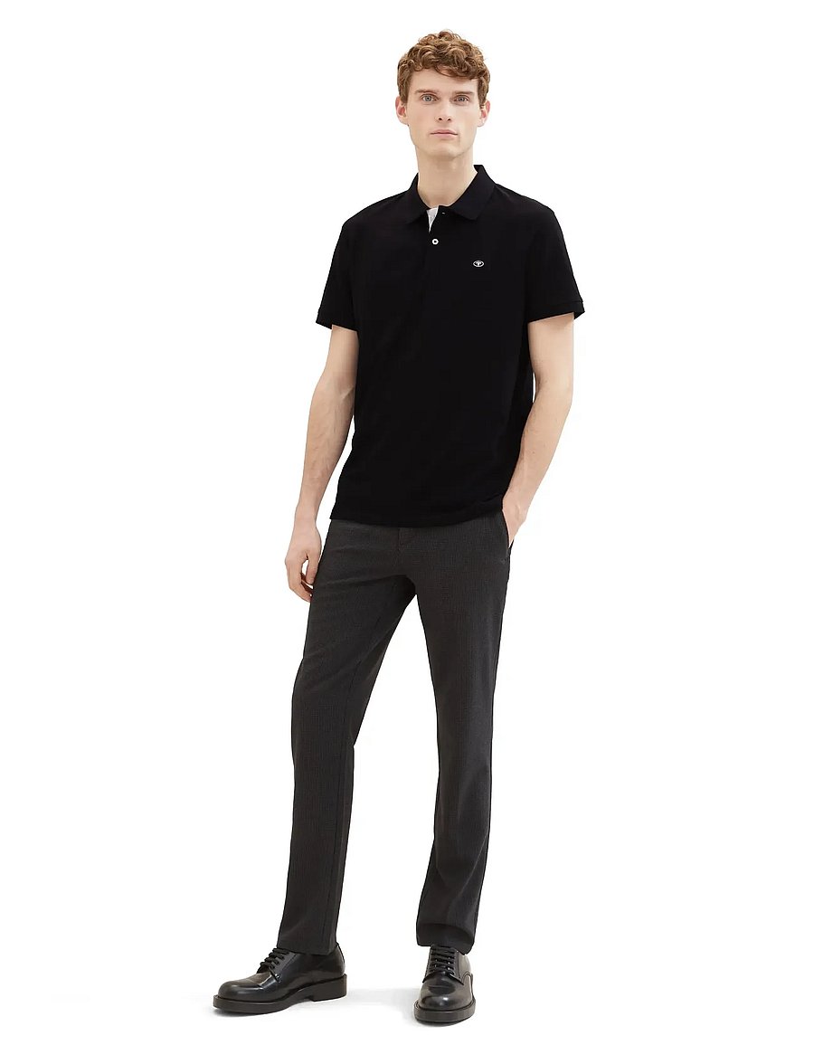 Tom Tailor - basic polo with contrast - kortärmade pikéer - black - 0