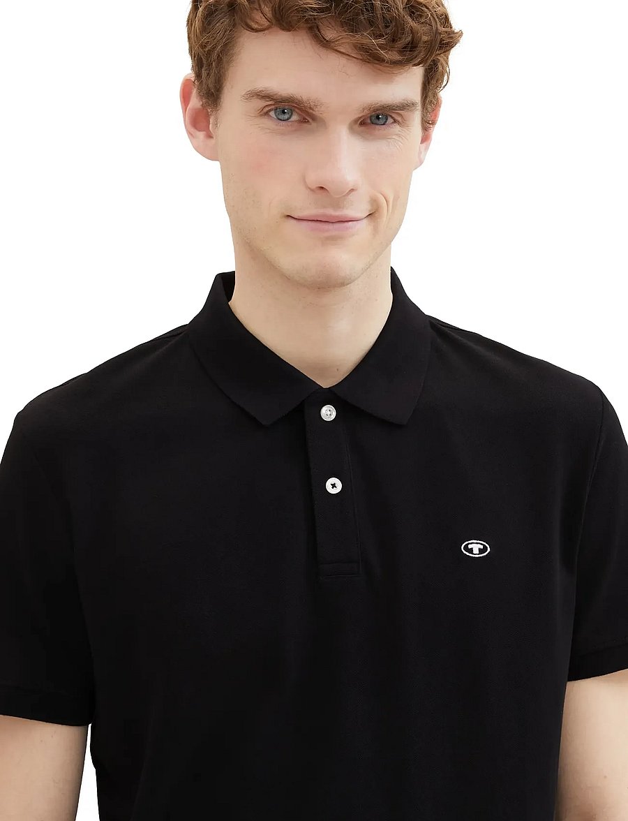 Tom Tailor - basic polo with contrast - kortärmade pikéer - black - 4