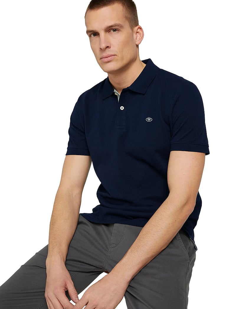 Tom Tailor - basic polo with contrast - kortærmede poloer - sky captain blue - 0