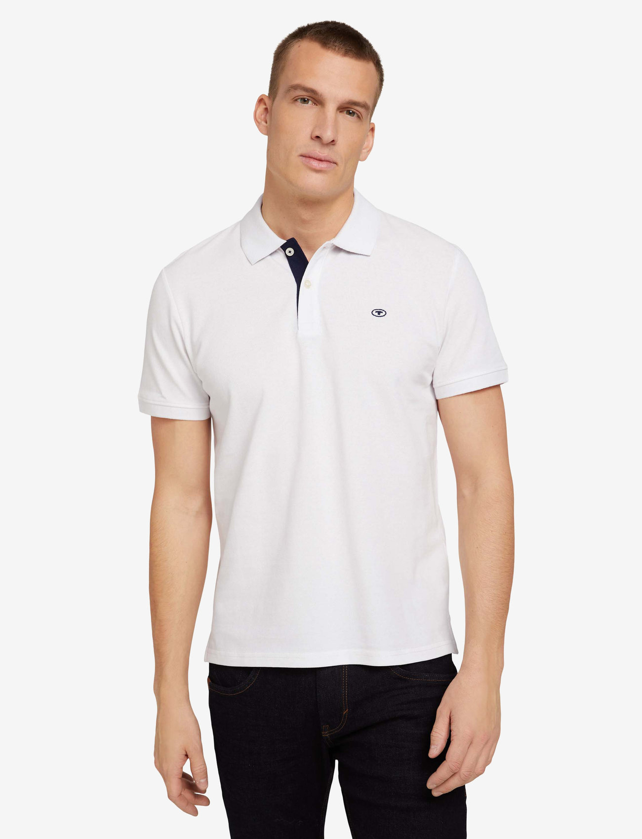 Tom Tailor - basic polo with contrast - laveste priser - white - 1