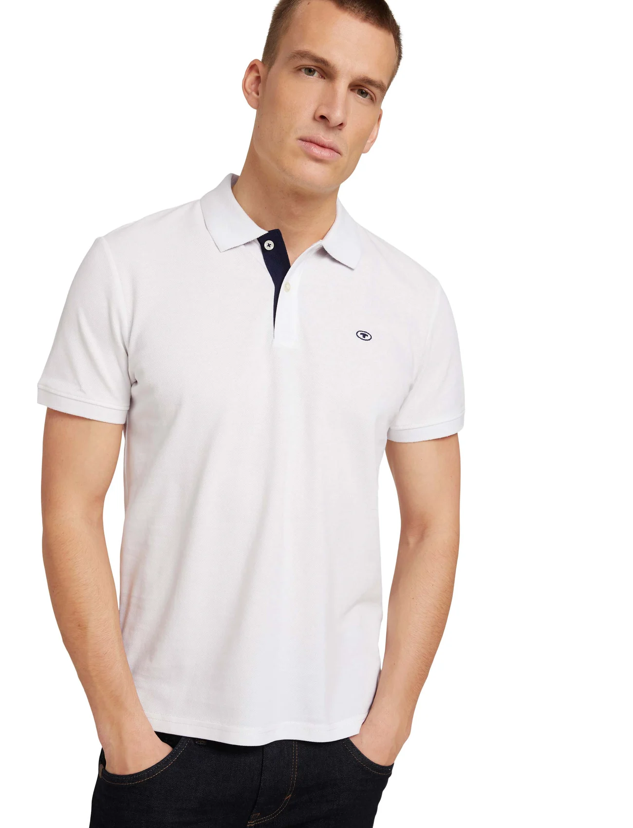 Tom Tailor - basic polo with contrast - laveste priser - white - 1