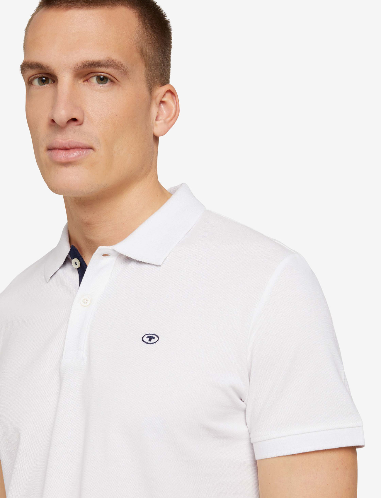 Tom Tailor - basic polo with contrast - laveste priser - white - 3
