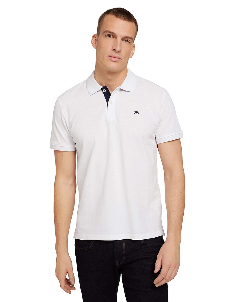 Tom Tailor - basic polo with contrast - kortærmede poloer - white - 5