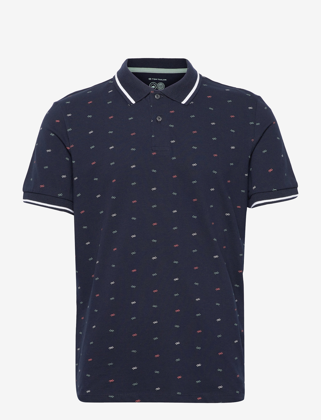 Tom Tailor - allover printed poloshirt - navy scattered waves design - 0