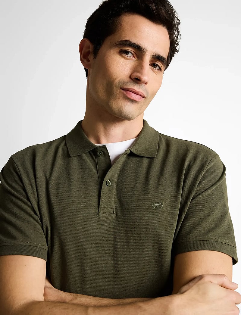 Tom Tailor - basic polo with contrast - kurzärmelig - deep leaf green - 3