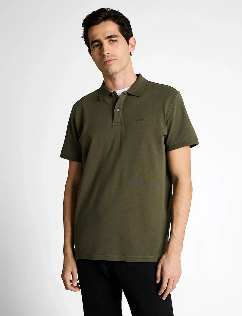 Tom Tailor - basic polo with contrast - kurzärmelig - deep leaf green - 4