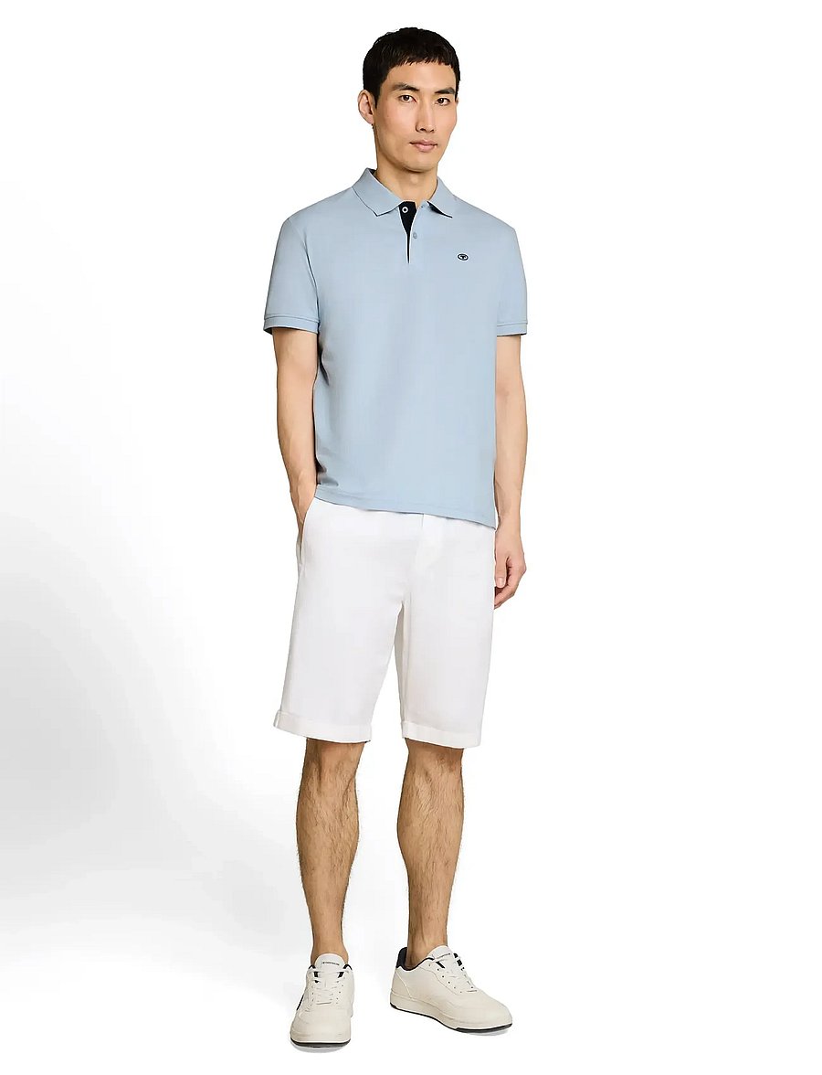 Tom Tailor - basic polo with contrast - kurzärmelig - light blue grey - 0