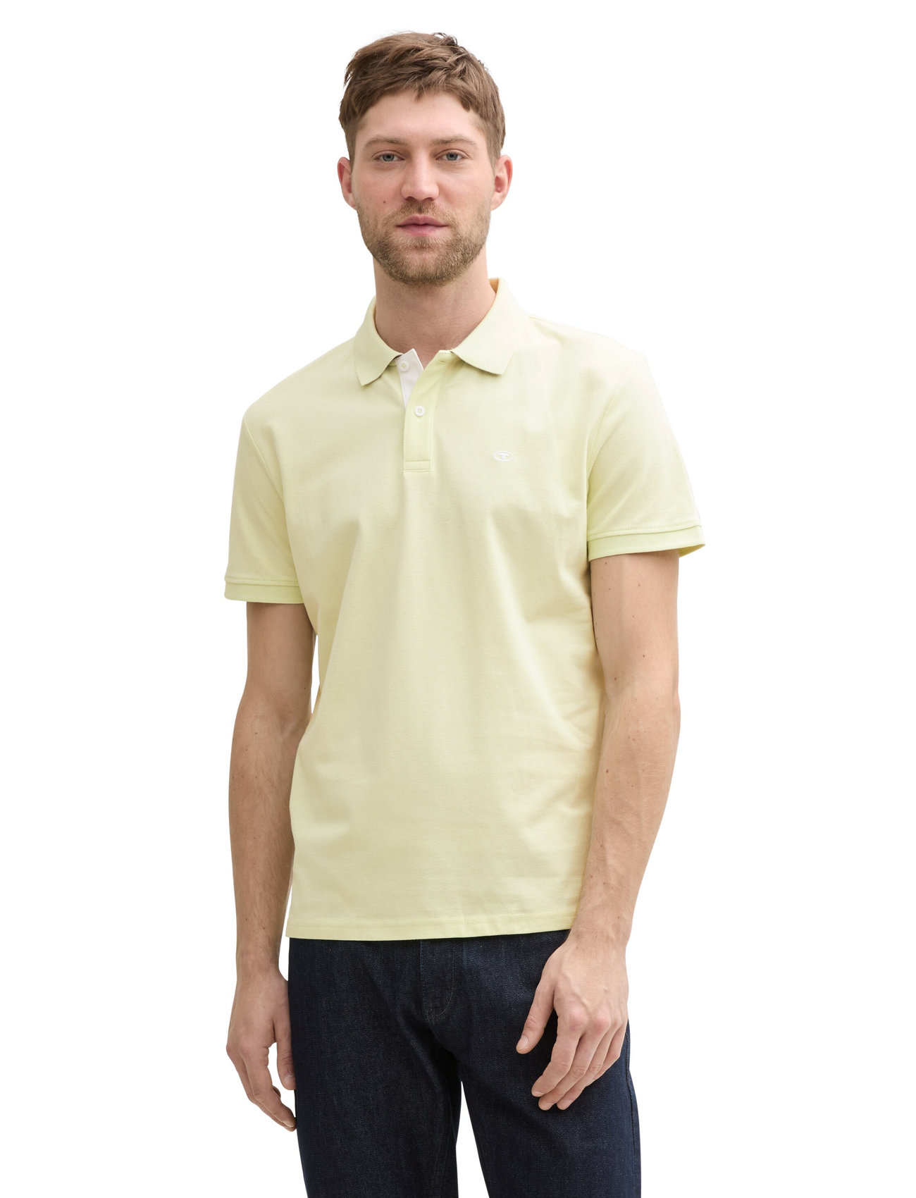 Tom Tailor - basic polo with contrast - laveste priser - lime cream green - 1