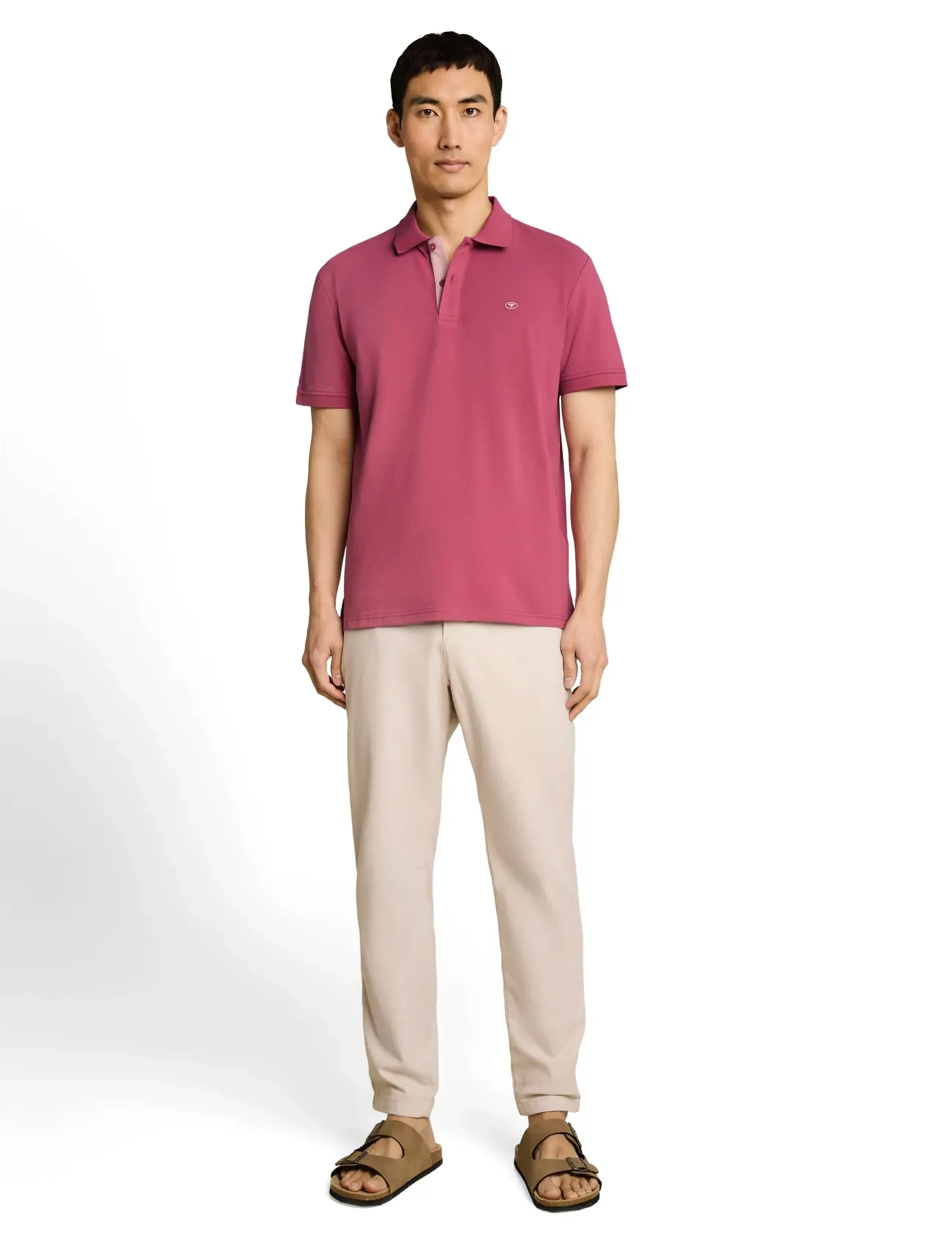 Tom Tailor basic polo with contrast - Pikéer - WINE ROSE PINK / pink/rose